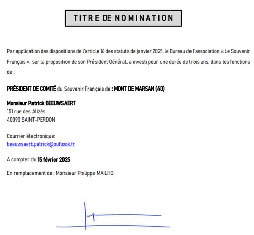 Nomination Beeuwsaert